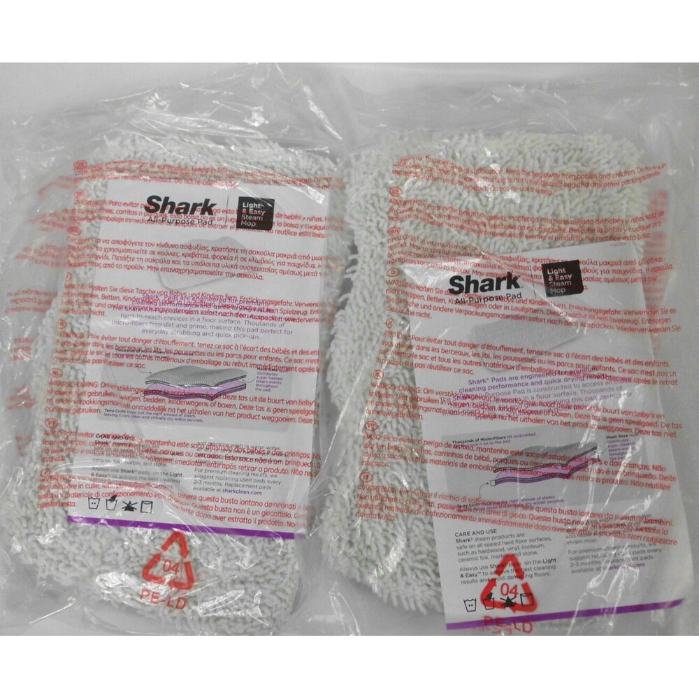 Shark All Purpose Pads Washable Replacement Light Easy Steam Mop Lot of 2 White